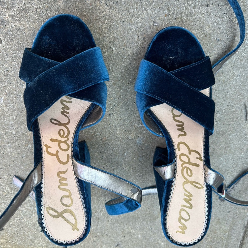 Sam Edelman Women's Navy Velvet Sandals